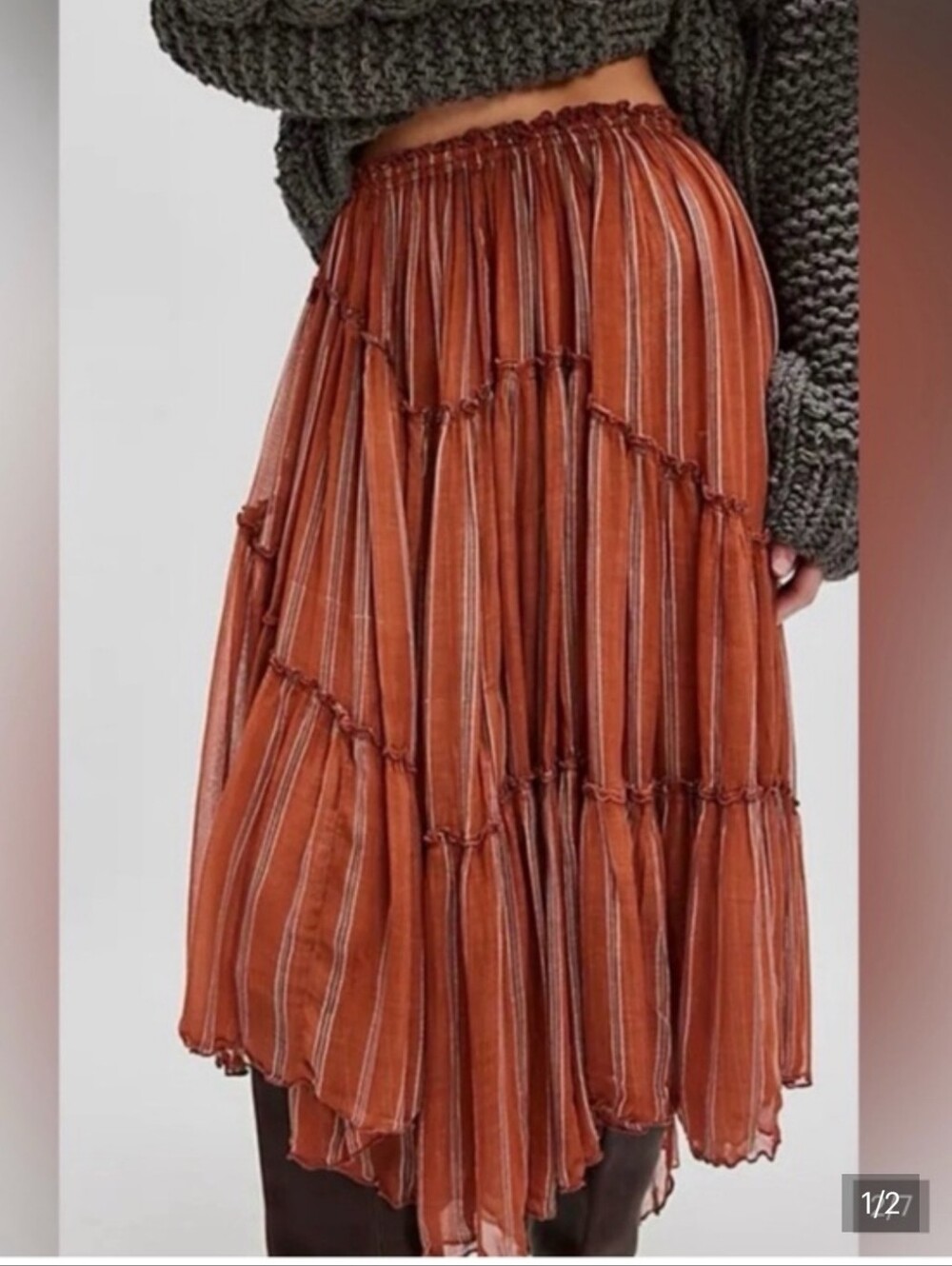 Free People Rust Asymetrical Skirt